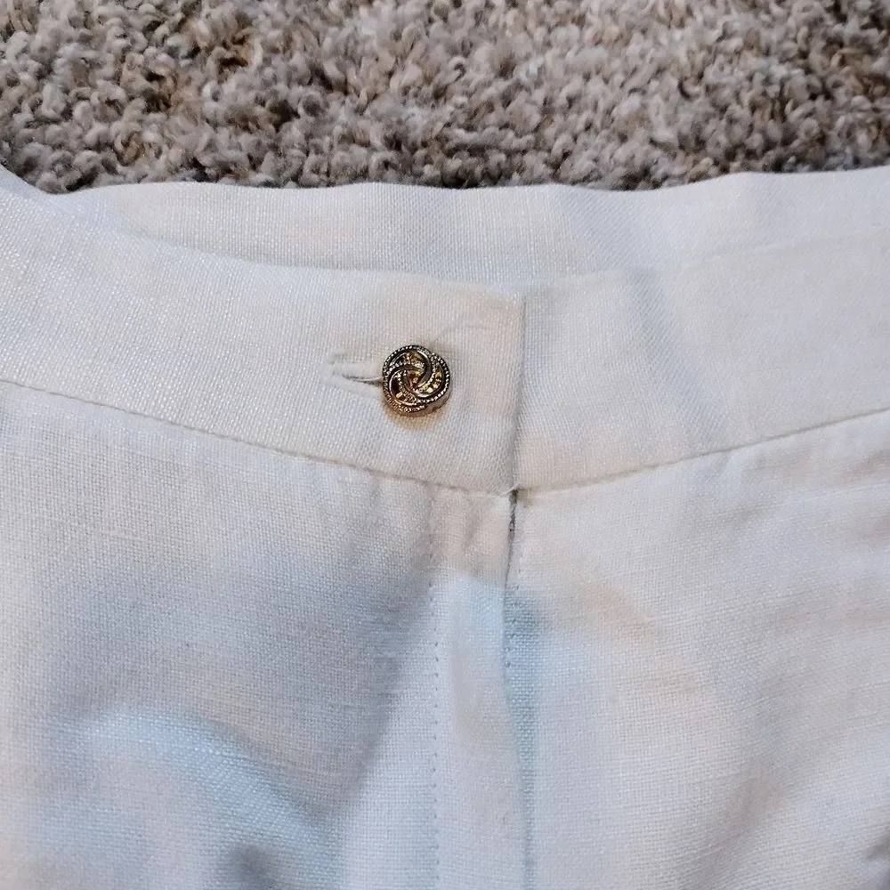 White Linen Blend Retro Women's Mini Pencil Skirt Sz 12